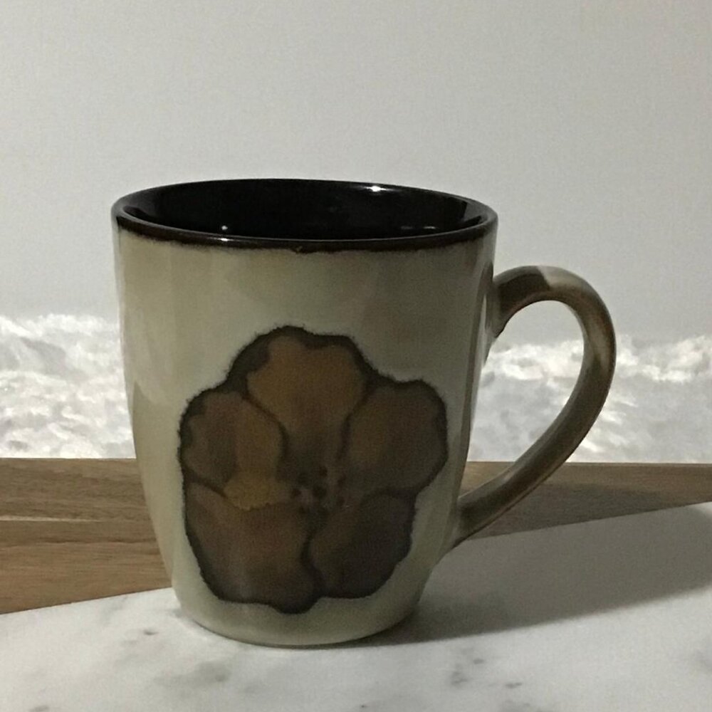 Pfaltzgraff Mugs‎ Painted Poppies Brown Coffee Mug 14 fl. oz.